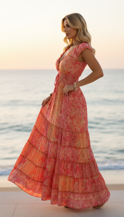Amara Red Silk Maxi Dress