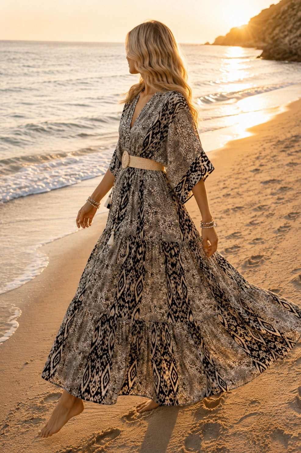 Elaria Black Silk Maxi Dress