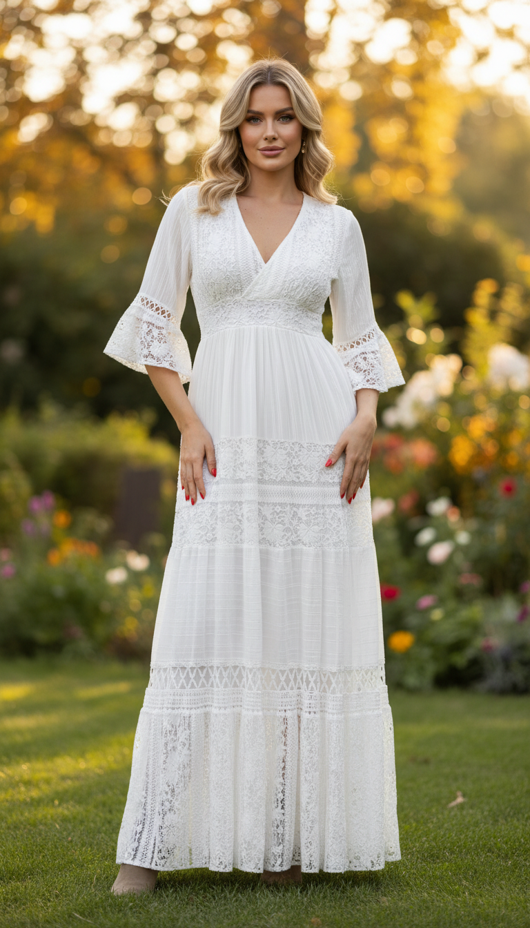 Boho White Lace Dress