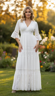 Boho White Lace Dress