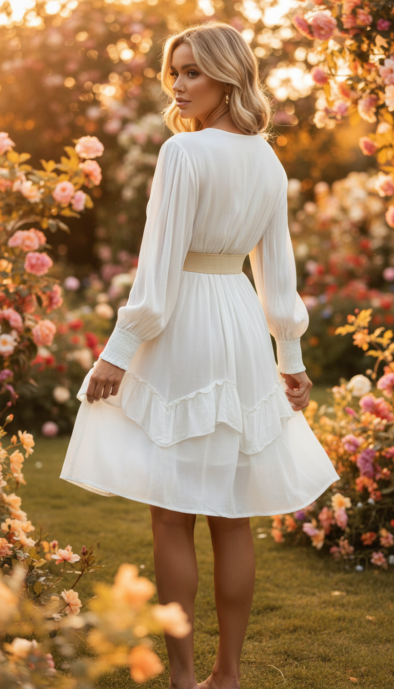 Desert White Mini boho Dress