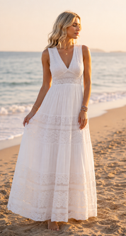 Ethereal White Boho Lace Dress