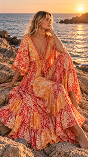 Golden Aura Orange Silk Dress