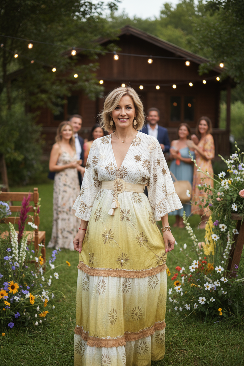 Viscose Tie-Dye Boho Maxi Dress