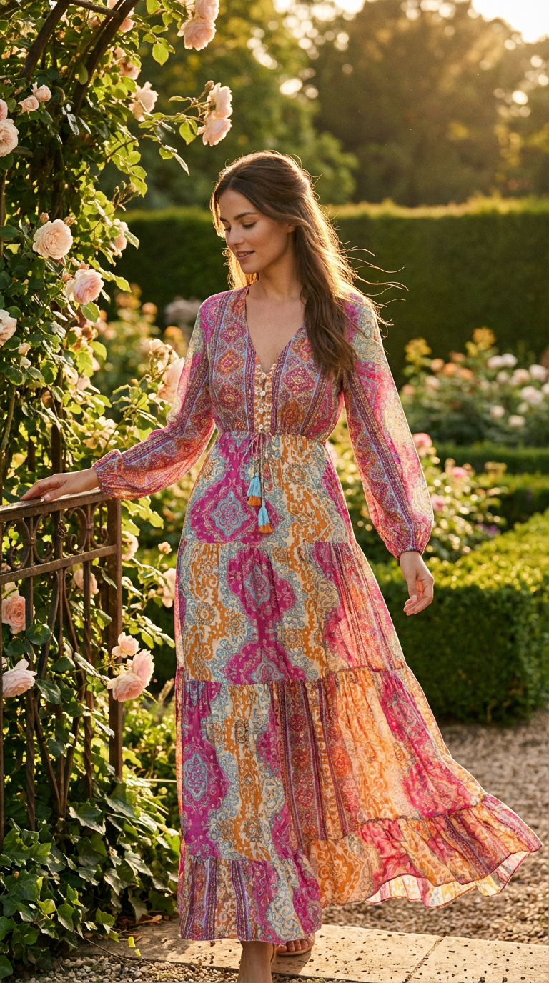 Robe en soie rose Aurore