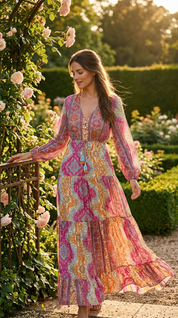 Robe en soie rose Aurore