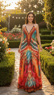 Fire Boho Silk Dress