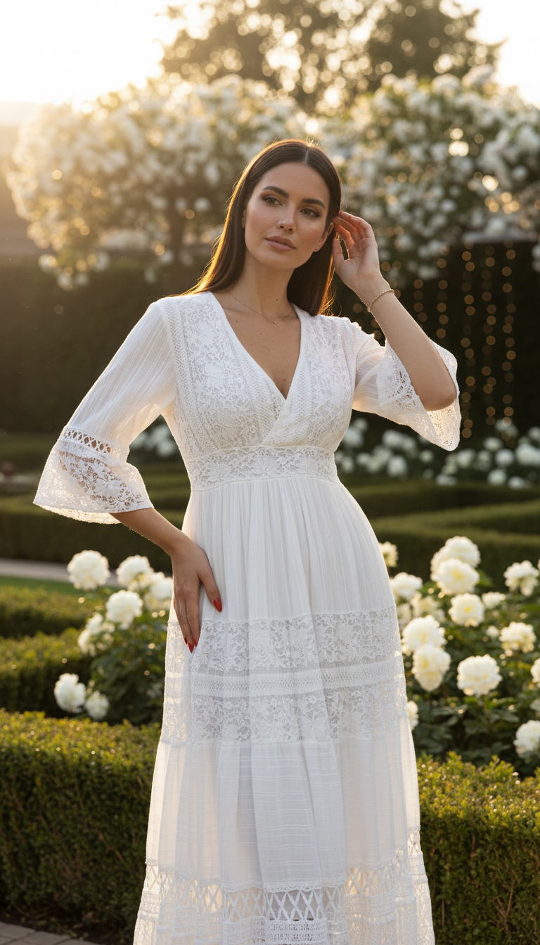 Boho White Lace Dress
