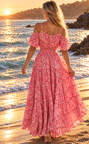 Gardenia-Kleid aus rosa Seide