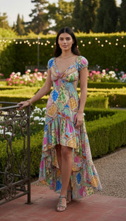 Robe en soie verte « Vagues murmurantes »