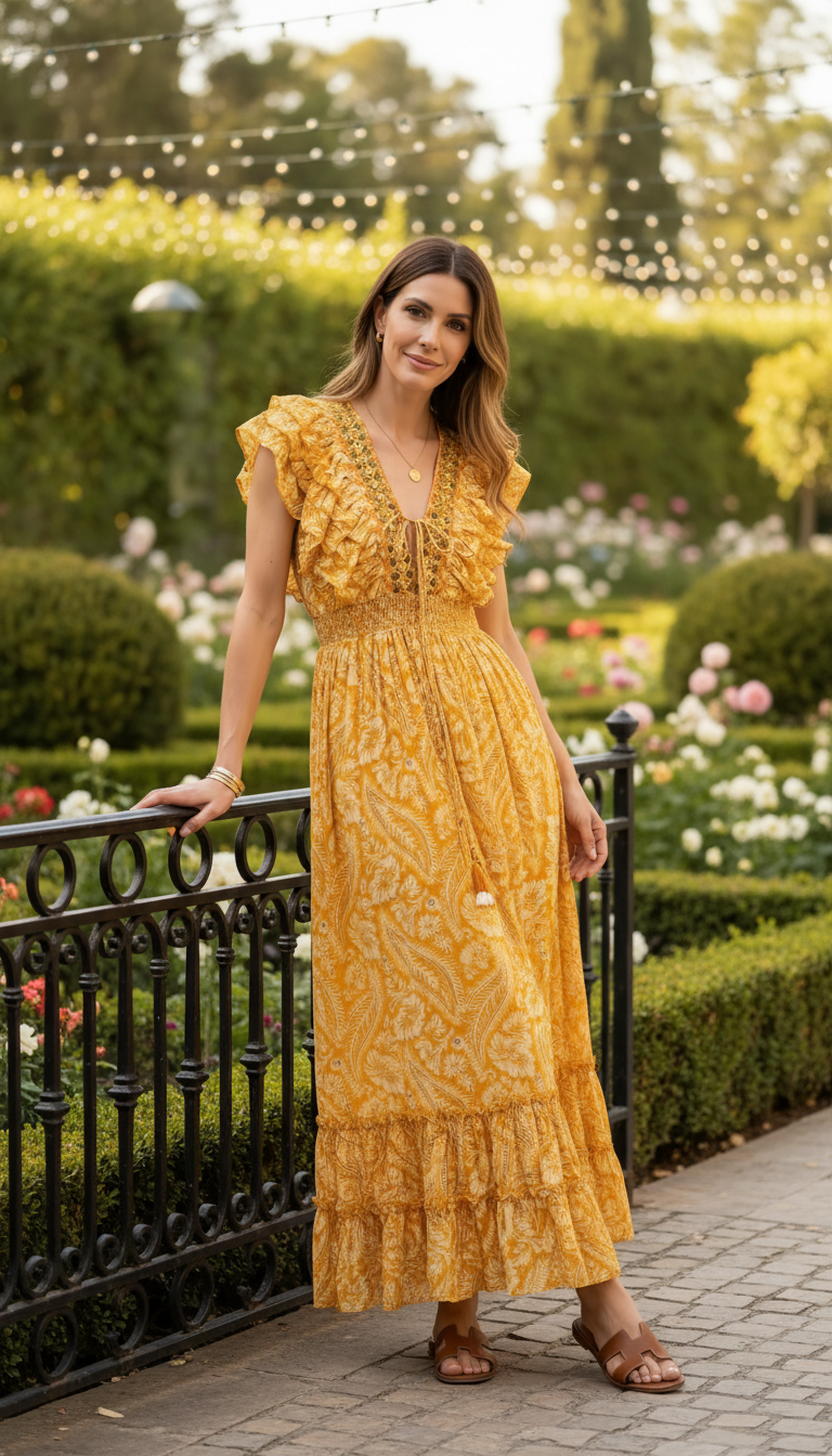 Robe en soie jaune aurore