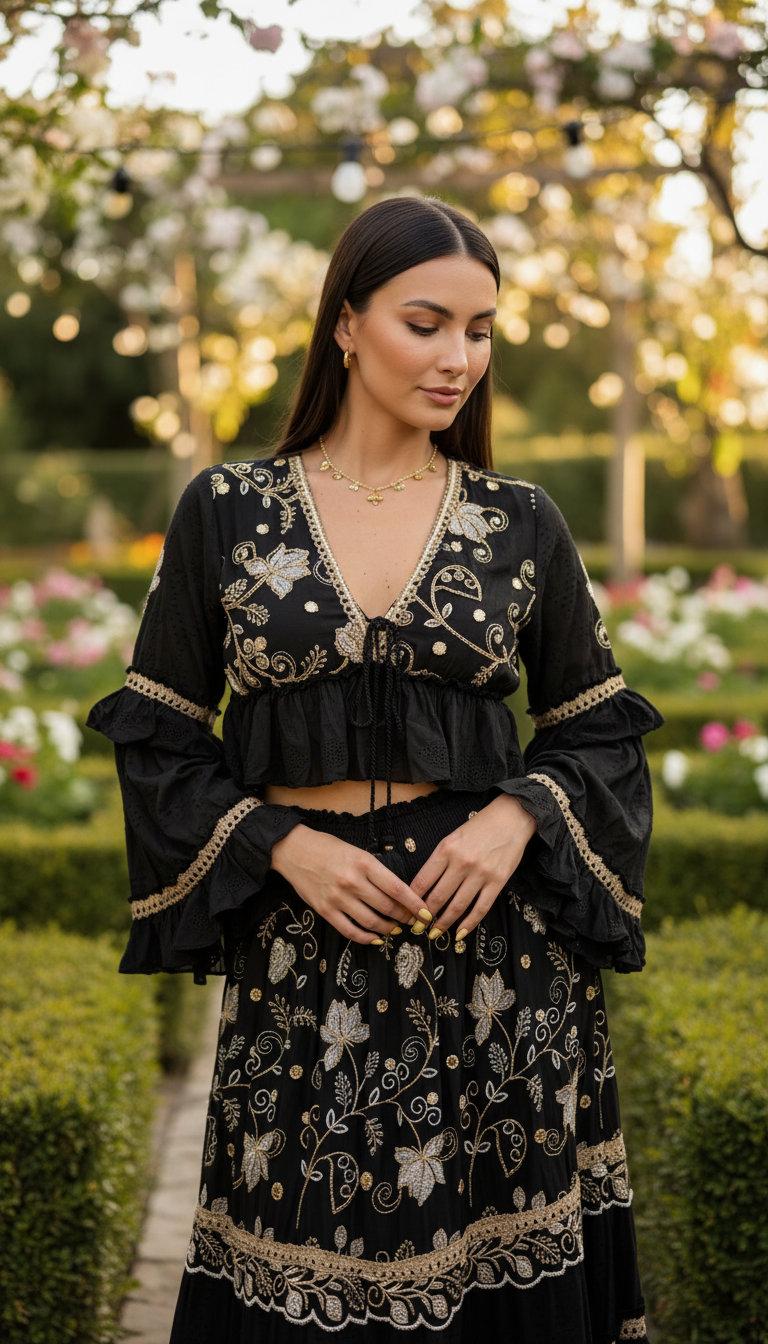 Desert Rose Black Boho Set