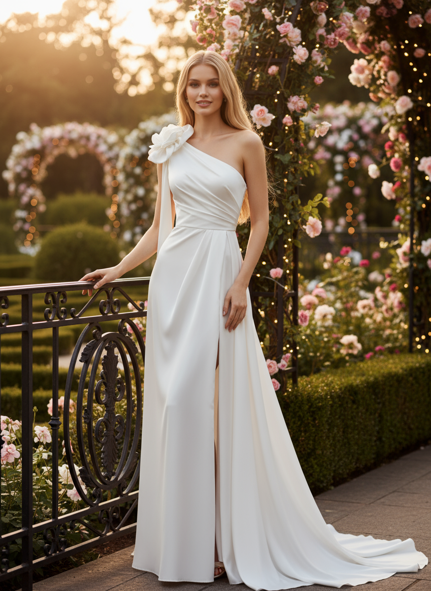 Mikado One-Shoulder Wedding Dress