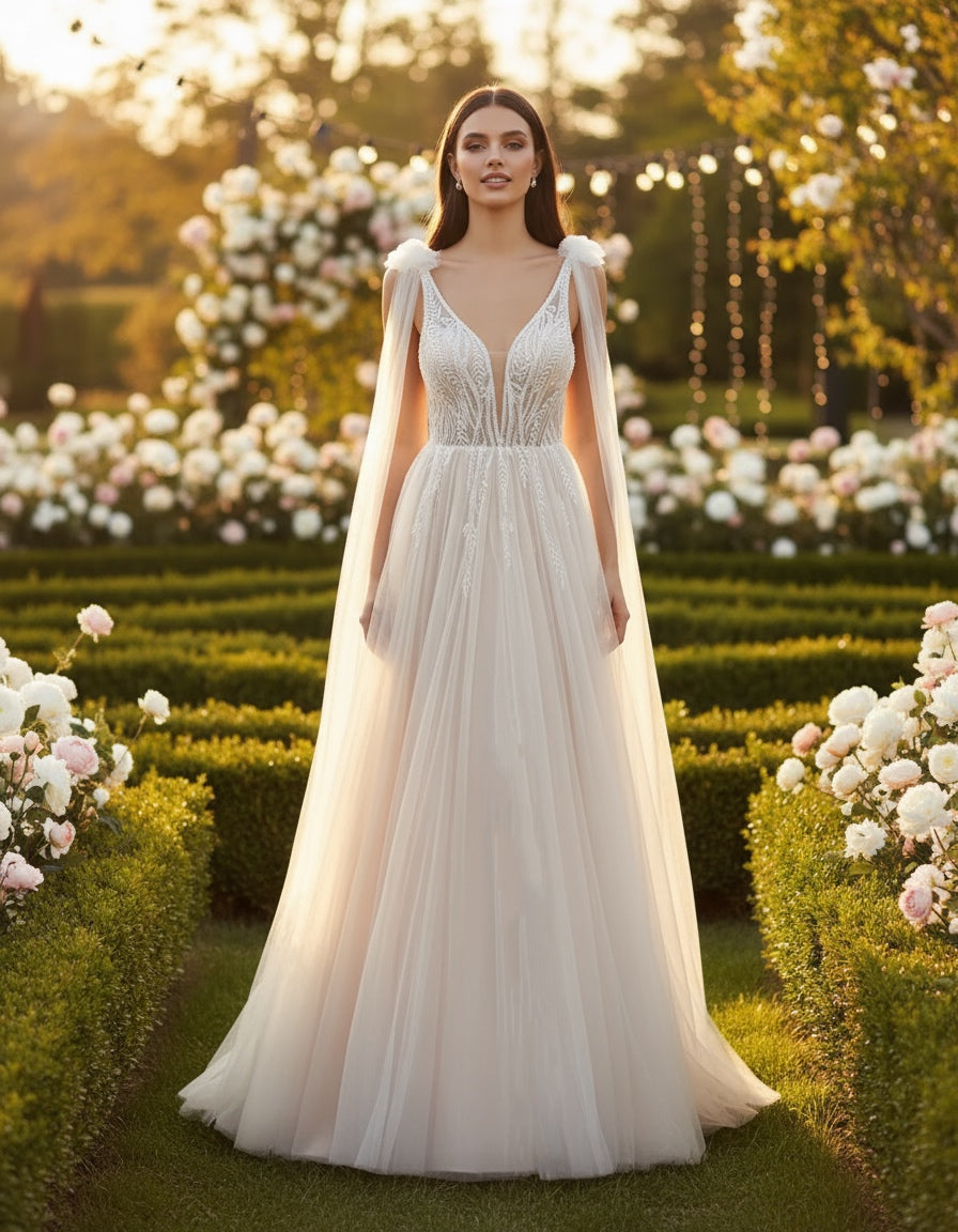Romantic Bridal Dress with Chantilly Lace