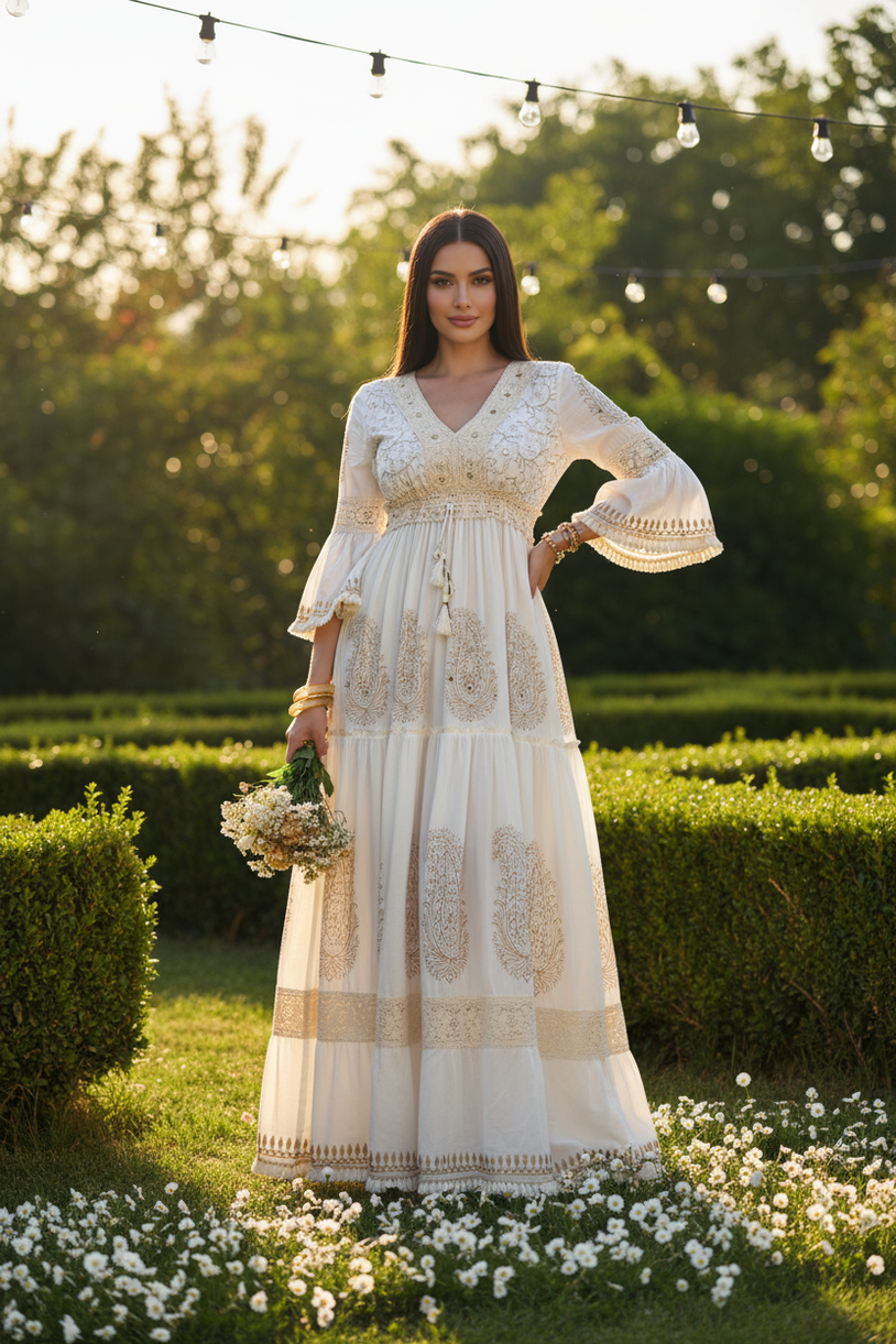 prom dresses brown V Neck Ombre Long Dresses, Brown Ombre Floor Length Formal Paisley Chiffon Dress 90s Size:8 (S) Style:Open Back