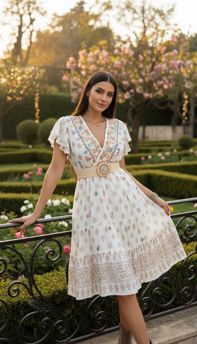 Robe Courte Détails Couleur