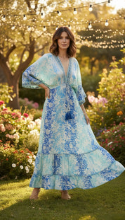 Robe en soie à aura dorée