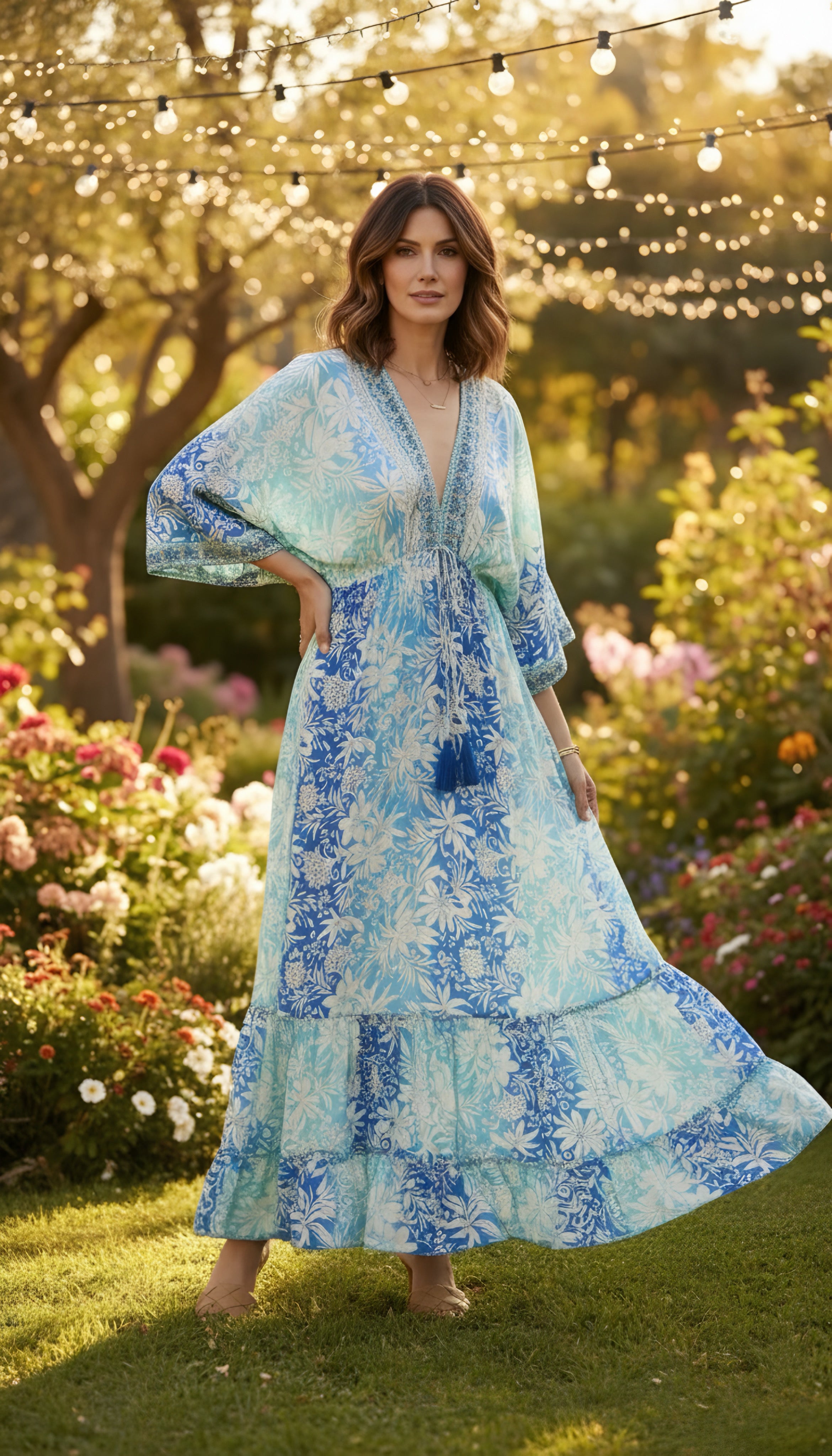 Robe en soie à aura dorée