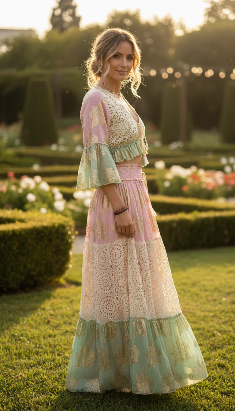 Aurora Handgefertigtes Pinkes Boho-Set