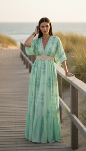 Seafoam Embroidered Maxi Dress