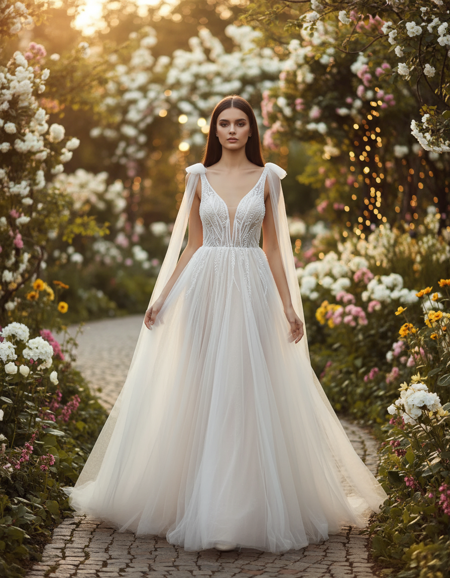 Romantic Bridal Dress with Chantilly Lace