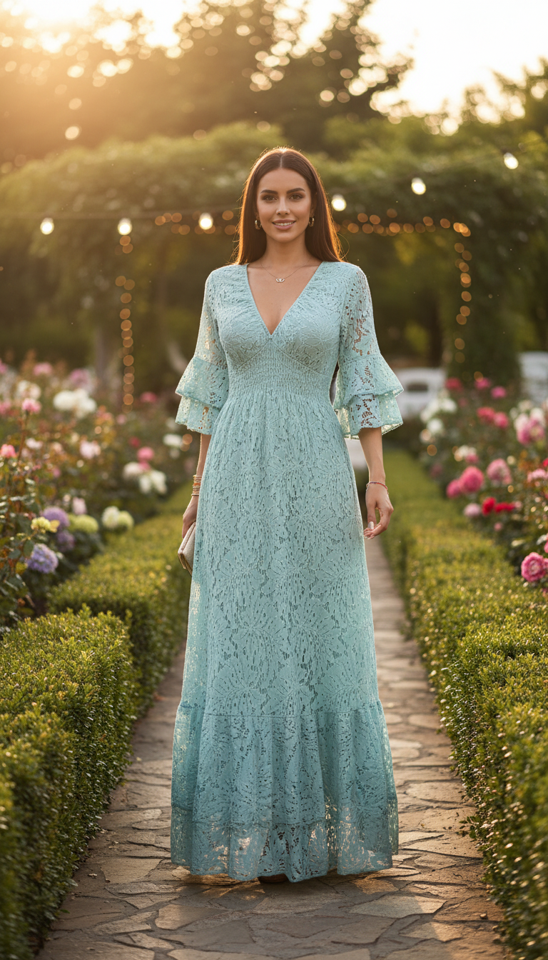 Ethereal Blue Lace Gown