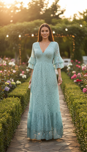 Ethereal Blue Lace Gown