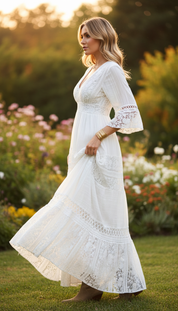Boho White Lace Dress