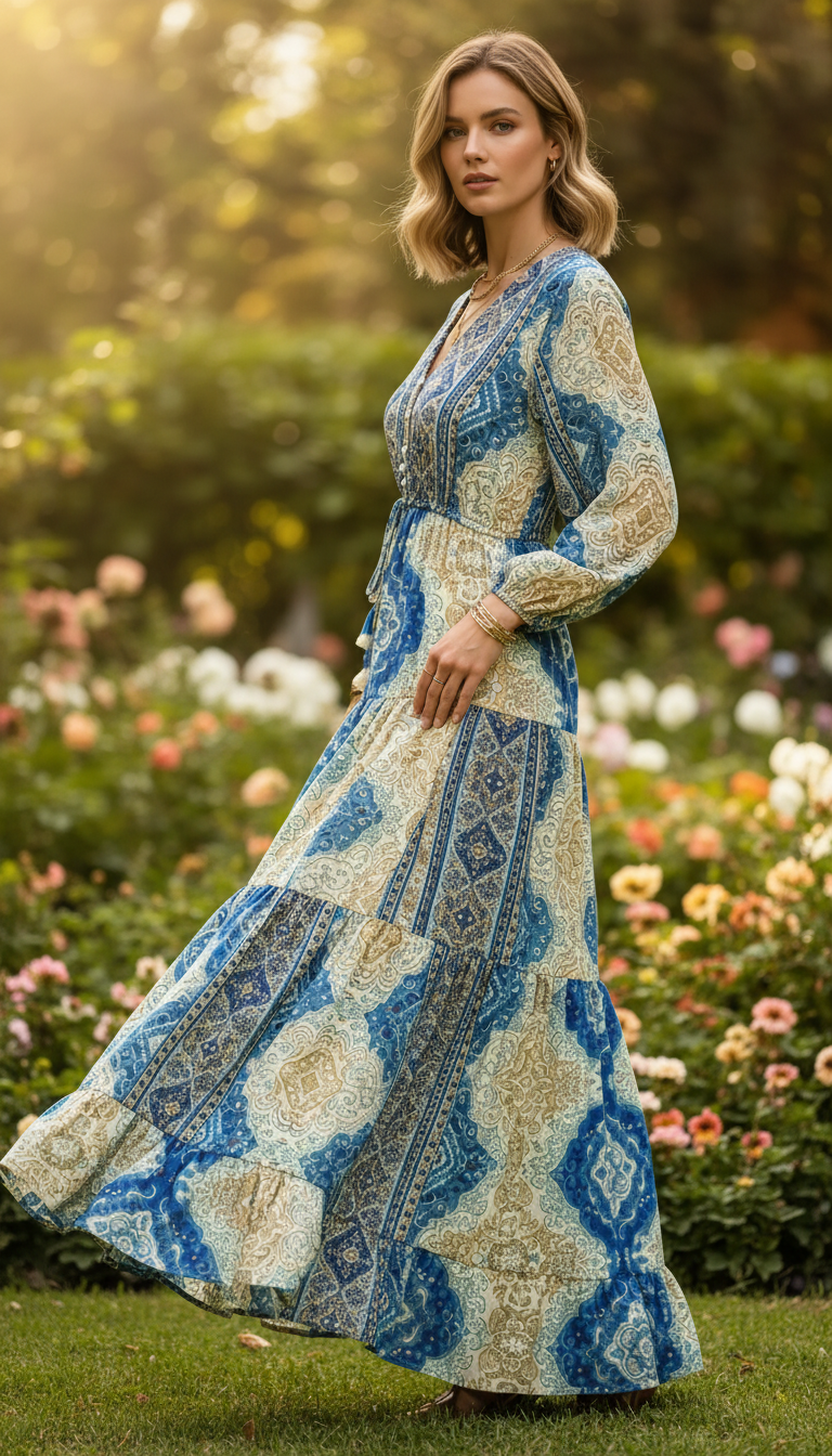 Robe en soie bleu aurore