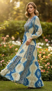 Robe en soie bleu aurore