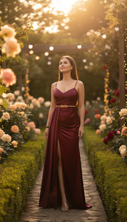 Burgundy Grace Satin Gown
