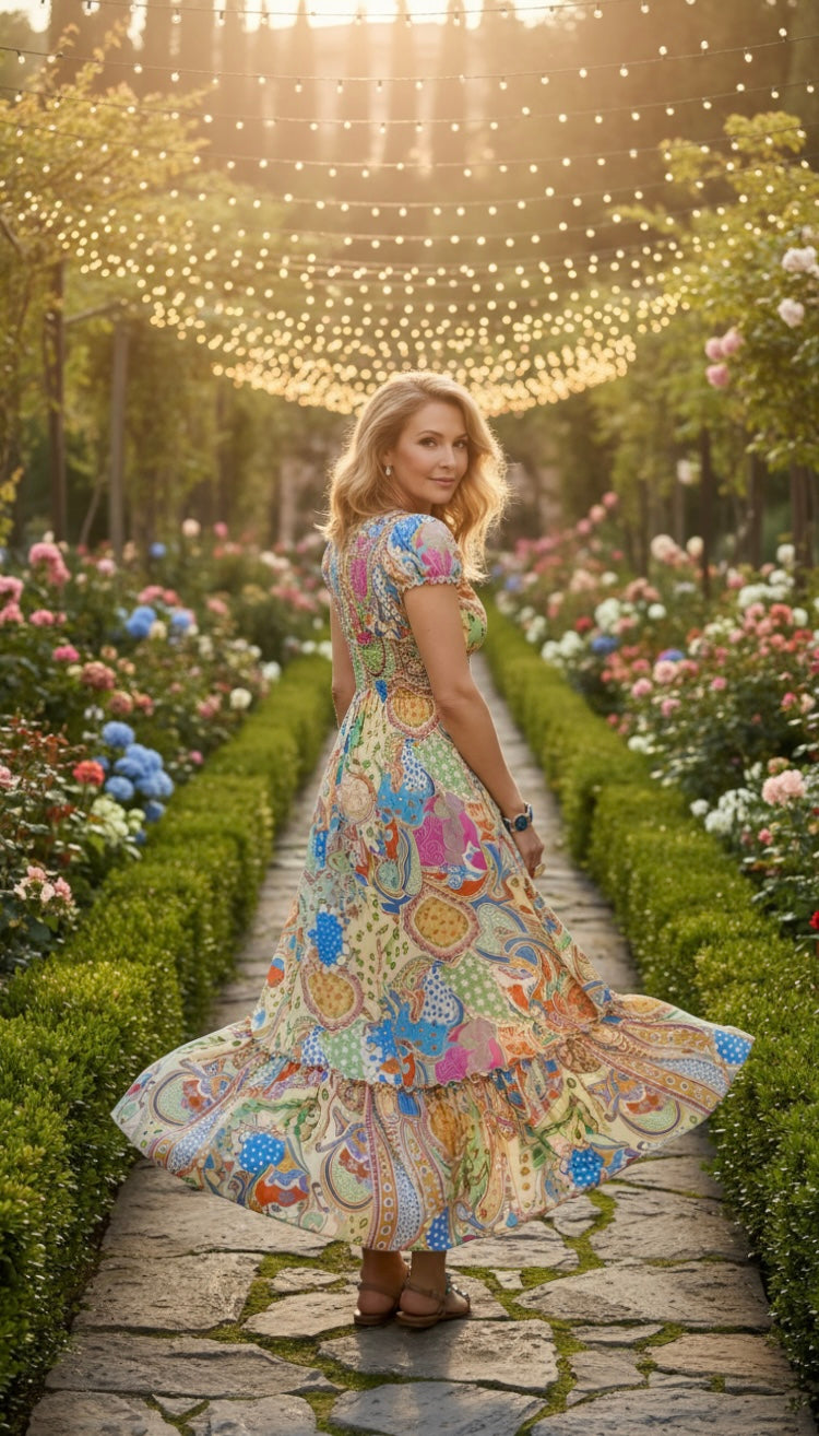 Robe en soie verte « Vagues murmurantes »