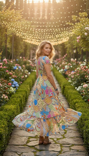 Robe en soie verte « Vagues murmurantes »