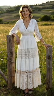 Boho Beige Lace Dress