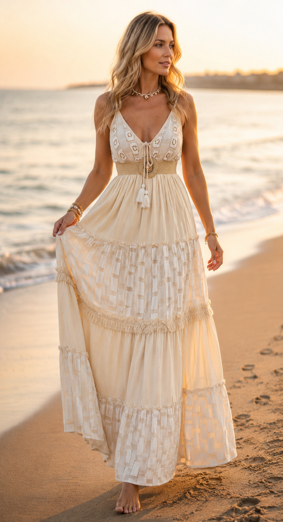 Evra Beige Boho Dress