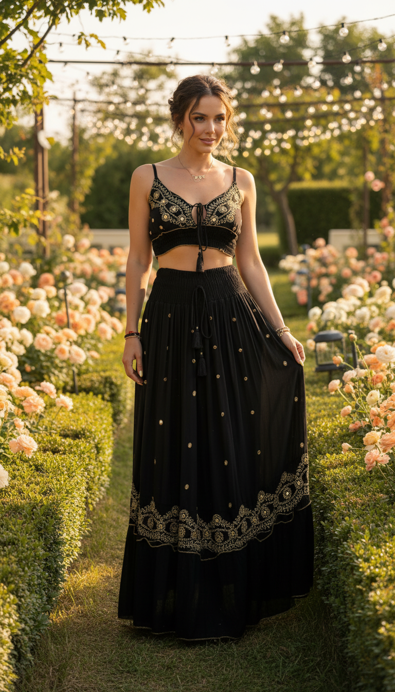 Luna Black Cotton Set