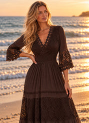 Pure Boho Brown Lace Dress