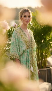 Golden Aura grünes Seidenkleid