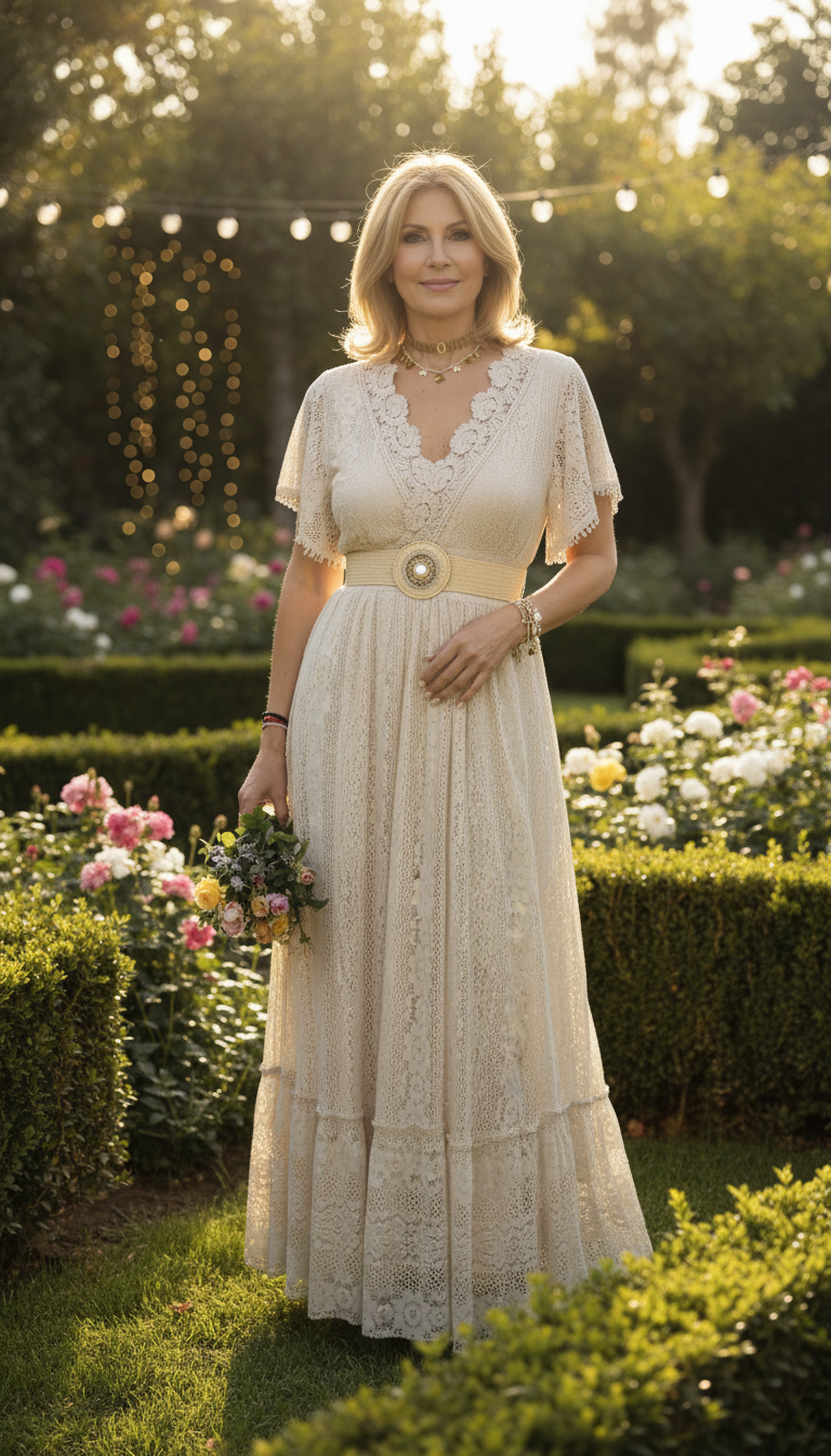 Maxikleid aus weicher Sandspitze