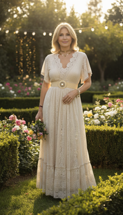 Maxikleid aus weicher Sandspitze