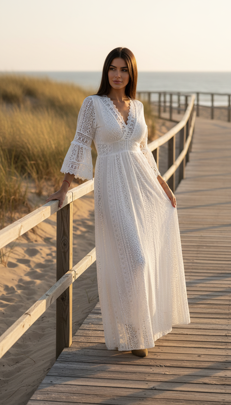 Salbeigrünes Spitzenkleid
