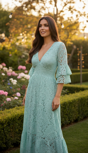 Ethereal Blue Lace Gown