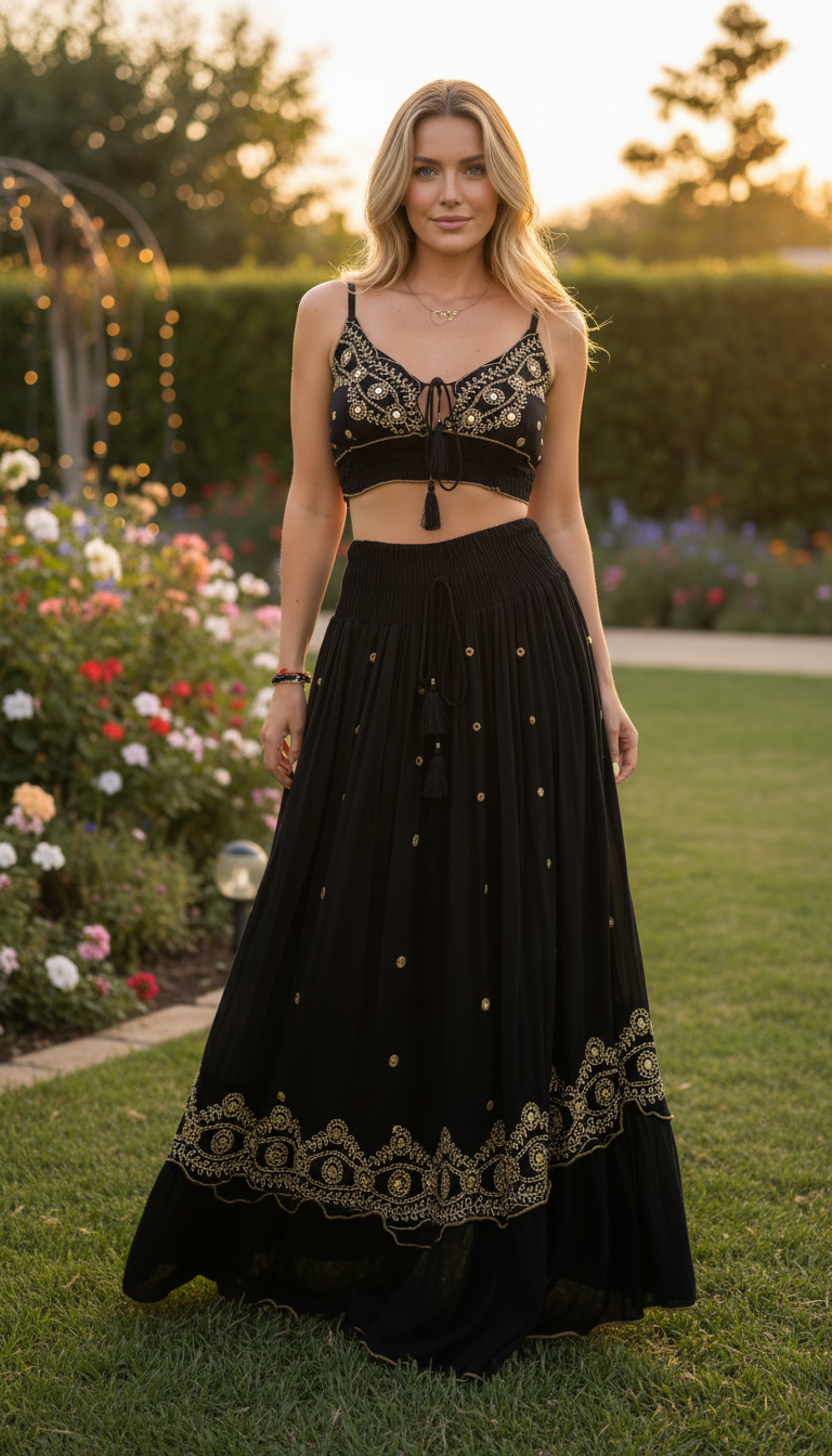 Luna Black Cotton Set