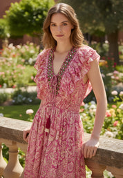 Aurora-rosa Seidenkleid