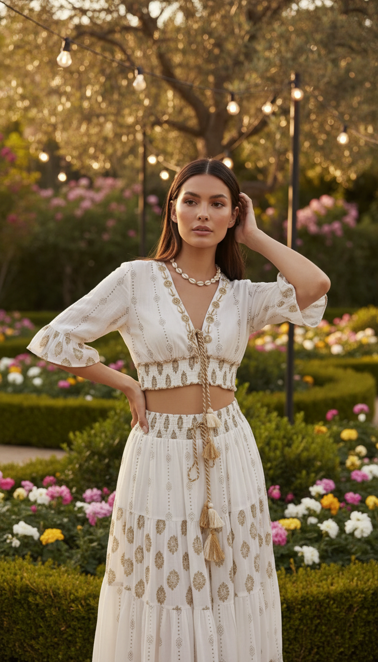 Aurora Golden Embroidered Boho Set