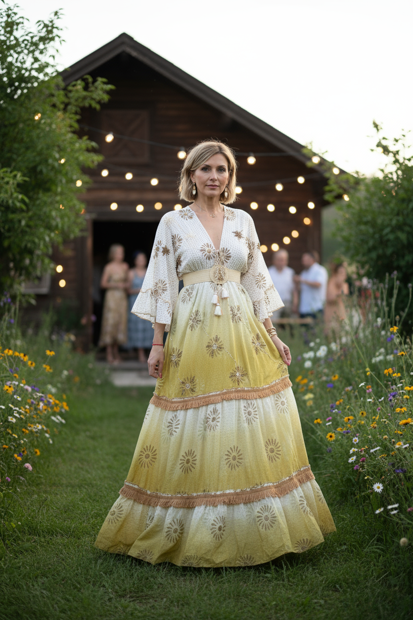 Viscose Tie-Dye Boho Maxi Dress