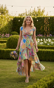 Robe en soie verte « Vagues murmurantes »