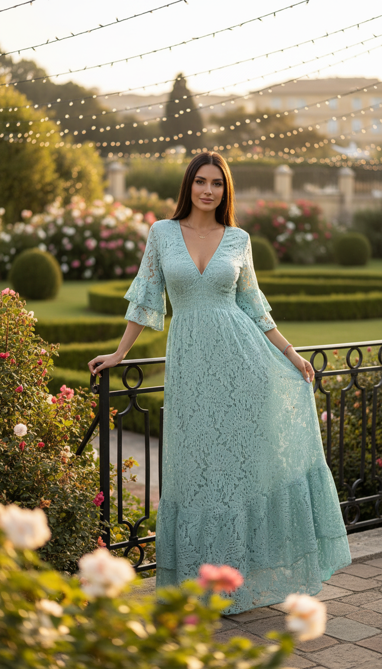Ethereal Blue Lace Gown