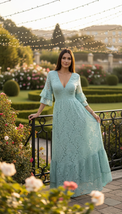 Ethereal Blue Lace Gown