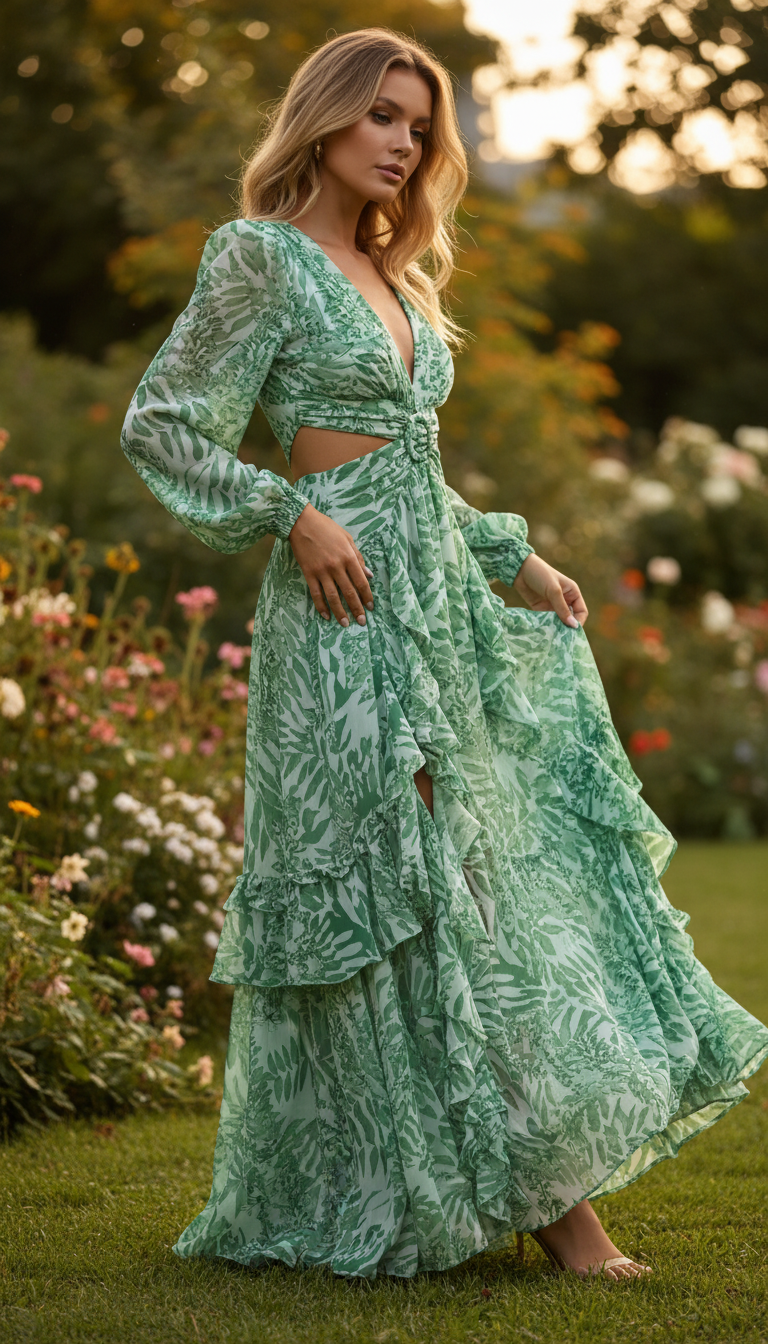 Romantic Silk & Organic Cotton Maxi Dress